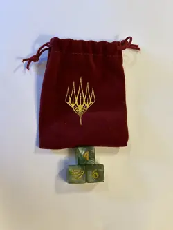 MTG LOTR LORD OF THE RINGS PROMO DICE BAG WITH (3) DICE- Sage - Image 1