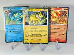 Pokemon TCG: Prismatic Evolutions Promo Vaporeon Flareon Jolteon Set of 3 - Image 1