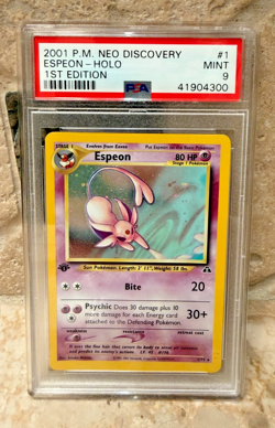 2001 Pokemon Neo Discovery Espeon Holo 1st Edition 1/75 PSA 9 - Image 1