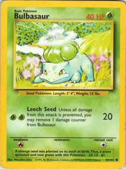 Bulbasaur - Pokemon TCG Base Set 44/102 Common Read Description HP - Image 1
