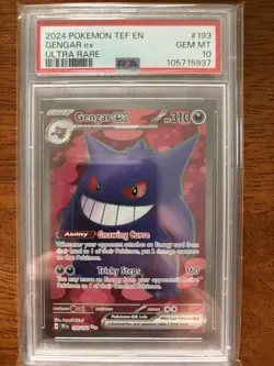 2024 POKEMON TEF EN-TEMPORAL FORCES ULTRA RARE #193 GENGAR EX PSA 10 - Image 1