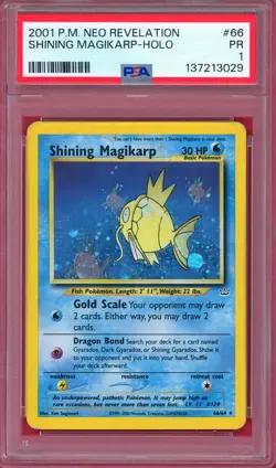 PSA 1 Shining Magikarp 2001 Pokemon Neo Revelation Unlimited Holo #66 - Image 1