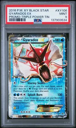 2016 POKEMON XY BLACK STAR PROMO TRIPLE POWER TIN #XY106 GYARADOS EX PSA 9 - Image 1
