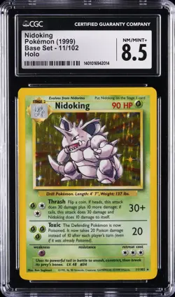 1999 POKEMON BASE SET HOLO #11/102 NIDOKING CGC 8.5 - Image 1