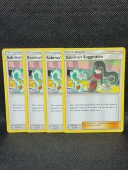 4x PLAYSET Pokemon Sabrina's Suggestion 65/68 Hidden Fates Trainer - Image 1