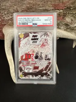 2025 One Piece Gum-Gum Fire-Fist Pistol Red Hawk (Alternate Art) OP11-114 PSA 10 - Image 1