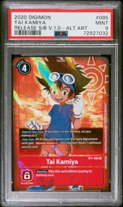 PSA 9 - Tai Kamiya - #085 - Box Topper Release Special Booster 1.0 Digimon Card - Image 1