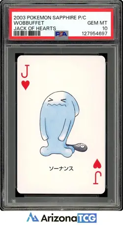 Pokemon 2003 Wobbuffet Jack of Hearts Pokemon Sapphire Playing Card PSA 10 - Image 1