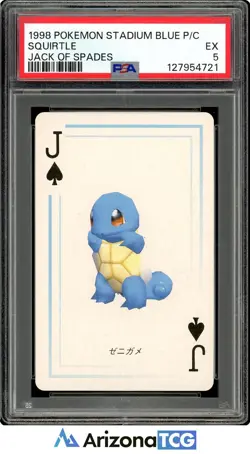 Pokemon 1998 Squirtle Jack of Spades Pokemon Stadium Blue Playing Card PSA 5 - Image 1