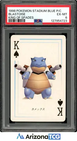 Pokemon 1998 Blastoise King Of Spades Pokemon Stadium Blue Playing Card PSA 6 - Image 1