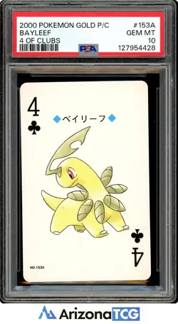 Pokemon 2000 Bayleef 153A 4 Of Clubs Pokemon Gold Playing Card Japanese PSA 10 - Image 1