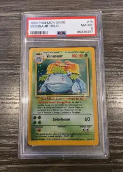 1999 POKEMON GAME #15 VENUSAUR - HOLO PSA 8 - Base set Card - Image 1