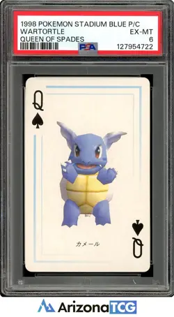Pokemon 1998 Wartortle Queen Of Spades Pokemon Stadium Blue Playing Card PSA 6 - Image 1