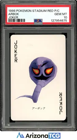 Pokemon 1998 Arbok Joker Pokemon Stadium Red Playing Card Japanese GEM MT PSA 10 - Image 1