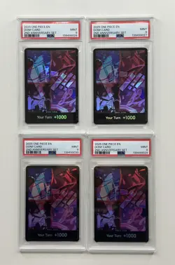 2025 ONE PIECE ENGLISH VERSION 2ND ANNIVERSARY SET DON!! CARD PSA 9 LOT OF 4 - Image 1