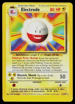 Pokemon Card - Electrode Base Set 21/102 Rare OFF CENTER Miscut Error - Image 1