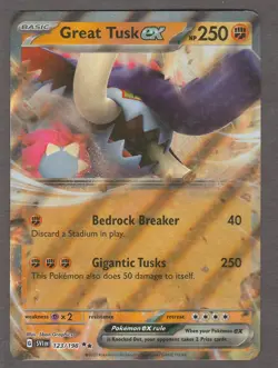 Great Tusk ex 123/198 Double Rare Scarlet and Violet Pokemon Card Near Mint NM - Image 1