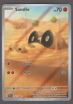 Sandile 216/198 Illustration Rare Scarlet and Violet Base Set Pokemon Card NM - Image 1