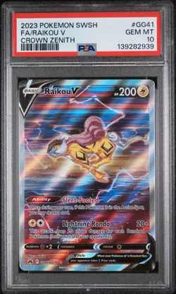 2023 POKEMON SWORD & SHIELD CROWN ZENITH #GG41 FULL ART/RAIKOU V PSA 10 - Image 1
