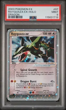 2003 POKEMON EX DRAGON #97 RAYQUAZA EX-HOLO PSA 9 - Image 1