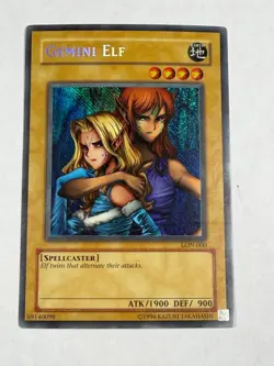 Yugioh Gemini Elf LON-000 Secret Rare Reverse Foil Error MP - Image 1