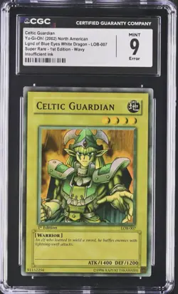 Yugioh CGC 9 Set Celtic Guardian LOB-007 And Mystical Elf LOB-062 1st Edition - Image 1
