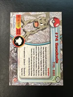 Geodude #74 1999 Pokemon Topps - Black Logo TV Animation Edition Vintage Card - Image 2