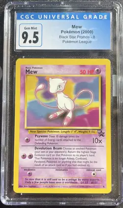 Mew Pokemon Card CGC Gem Mint 9.5 Promo Black Star 2000 - Image 1