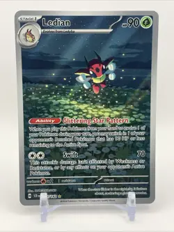 Ledian Stellar Crown Pokemon TCG Full Art Holo Card 144/142 Illustration Rare - Image 1