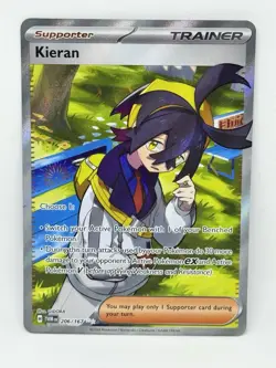 Pokemon TCG Twilight Masquerade Kieran Full Art Trainer Rare Card TWM 206/167 - Image 1