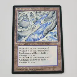 MTG Underground River Ice Age Rare Pain Land Card LP Island Swamp Vtg Magic - Image 1