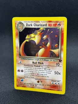 Pokemon TCG Dark Charizard 4/82 Holo Rare Card Team Rocket Swirl 🌀 - Image 1