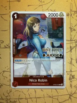 ONE PIECE ENGLISH CARD RARE JUDGE GAME CARTE PROMO HOLO Nico Robin OP05-010 EN M - Image 1