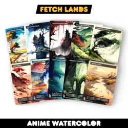 Anime Watercolor Fetch Lands Bundle - Set of 10 Playtest for Magic Commander - Image 1
