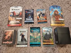 Magic the Gathering MTG Sealed Booster Packs Lot (7) - w/Deck Box + Basic Lands - Image 1