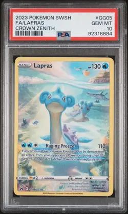 Lapras Crown Zenith Pokemon TCG Full Art Ultra Rare Holo Card GG05/GG70 PSA 10 - Image 1