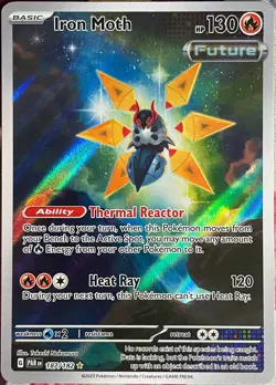 Iron Moth Illustration Rare Holo - 187/182 - Paradox Rift Pokemon 2023 - Image 1