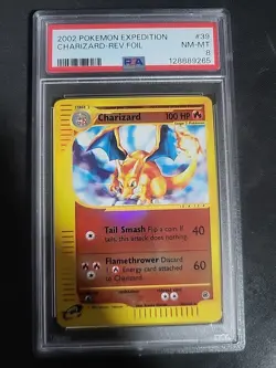 2002 POKEMON EXPEDITION #39 CHARIZARD-REVERSE FOIL PSA 8 - Image 1