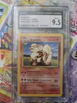 CGC 9.5 MINT+ Arcanine 1999 Base Set 23/102 Pokemon Card - Image 1