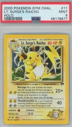 2000 Pokemon Gym Challenge - Lt. Surge’s Raichu - Holo - PSA 9 - Image 1