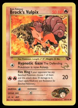 Pokemon Brock's Vulpix WOTC Wizard's Gold W Stamp Magazine 37/132 LIGHT PLAY - Image 1
