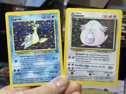 Lapras 10/62 Fossil 1999 Chansey 3/102 Base Set Holo Rare WOTC Pokemon Card TCG - Image 1