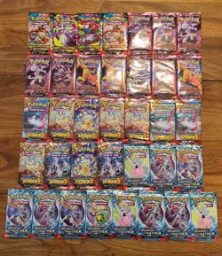 Pokemon Card Lot 36 Booster Packs sealed Destined Rivals Mega Journey Surging Sp - Image 1