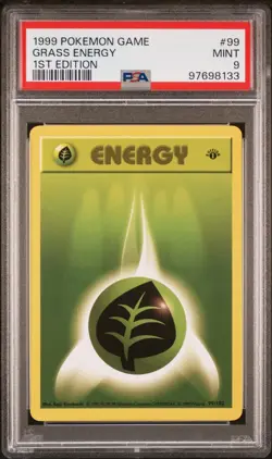 Base Set 1st Edition GRASS ENERGY #99/102 PSA 9 1999 Pokemon Card - Image 1