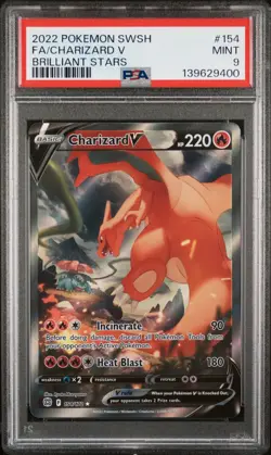 2022 Pokemon Brilliant Stars FA/Charizard V 154/172 Full Art PSA 9 - Image 1
