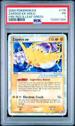 PSA 1 PR 2004 Pokemon EX Fire Red & Leaf Green Zapdos EX Holo Foil 116/112 - Image 1