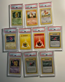 PSA 1st Edition Base Shadowless Pokemon Cards Lot of 10 (Lot 5) - Image 1