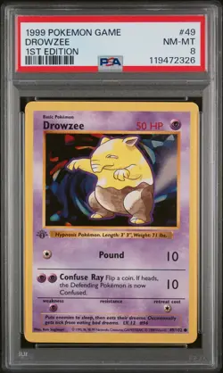 1999 Pokemon Game #49 Drowzee PSA 8 1st Edition - Image 1