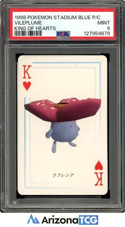 Pokemon 1998 Vileplume King Of Hearts Pokemon Stadium Blue Playing Card PSA 9 - Image 1