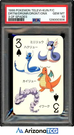Pokemon 1998 3 Of Spades Televi-Kun Magazine Playing Card GEM MT PSA 10 - Image 1